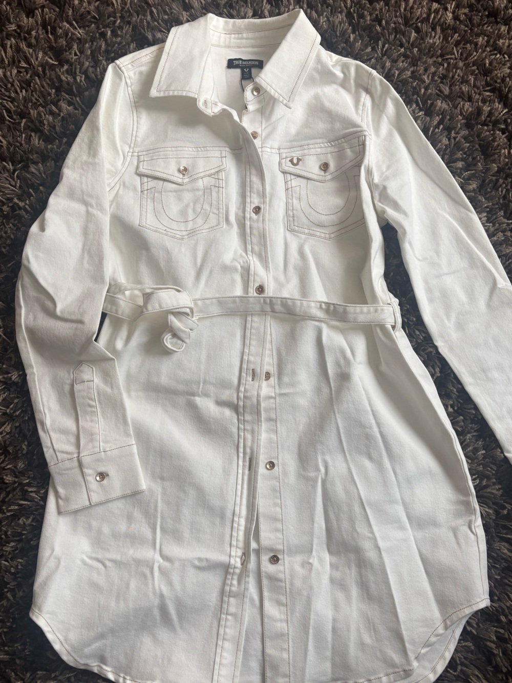 True Religion Winter White Georgia Shirt Dress